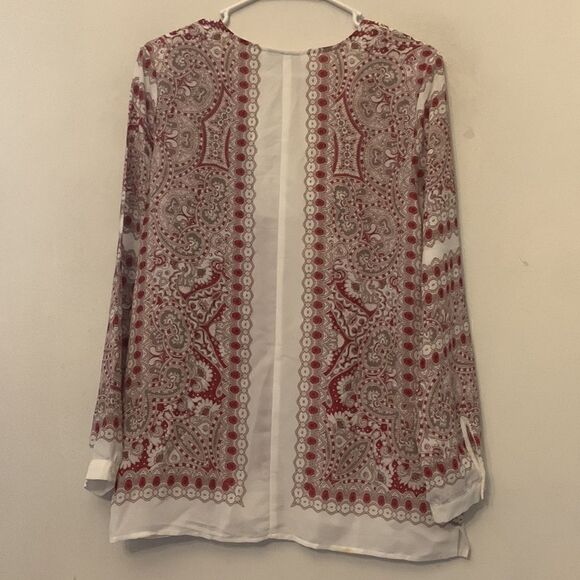 Adrienne Vittadini long sleeve sheer paisley blouse Size S EUC - Picture 6 of 8